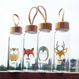 Animal Collection Bamboo Lid Glass Bottle  (Owl)