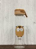 Animal Collection Bamboo Lid Glass Bottle  (Owl)