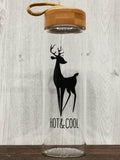B&W Deer Collection Glass Bottle (Black)