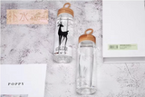 B&W Deer Collection Glass Bottle  (White)